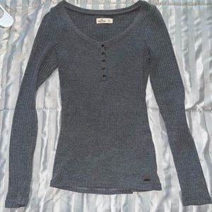 Grey hollister ribbed long sleeve